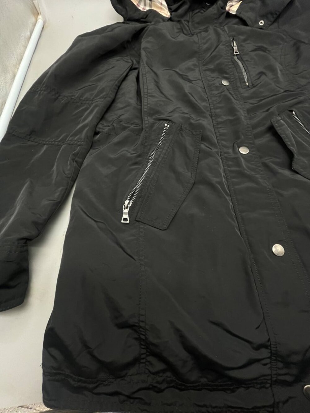 ultim 8 hooded jacket black snap zip up pockets polyester blend medium READ - Picture 2 of 9